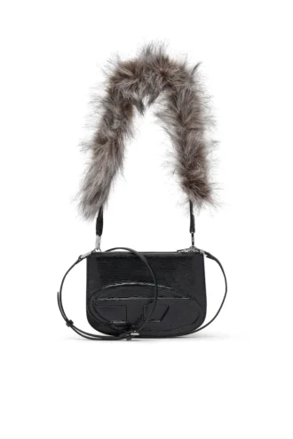 1dr twin 1DR Twin-Double-pouch shoulder bag in embossed leather