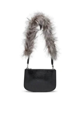 1dr twin 1DR Twin-Double-pouch shoulder bag in embossed leather