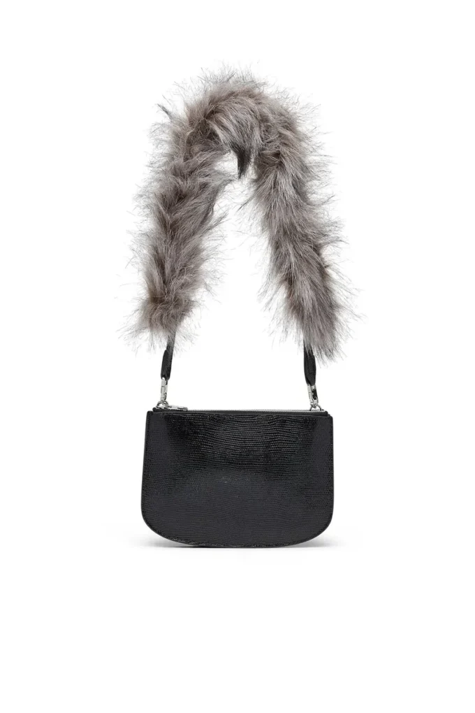 1dr twin 1DR Twin-Double-pouch shoulder bag in embossed leather