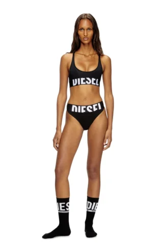 allison-d-pop Microfibre sports bra with cut-off logo