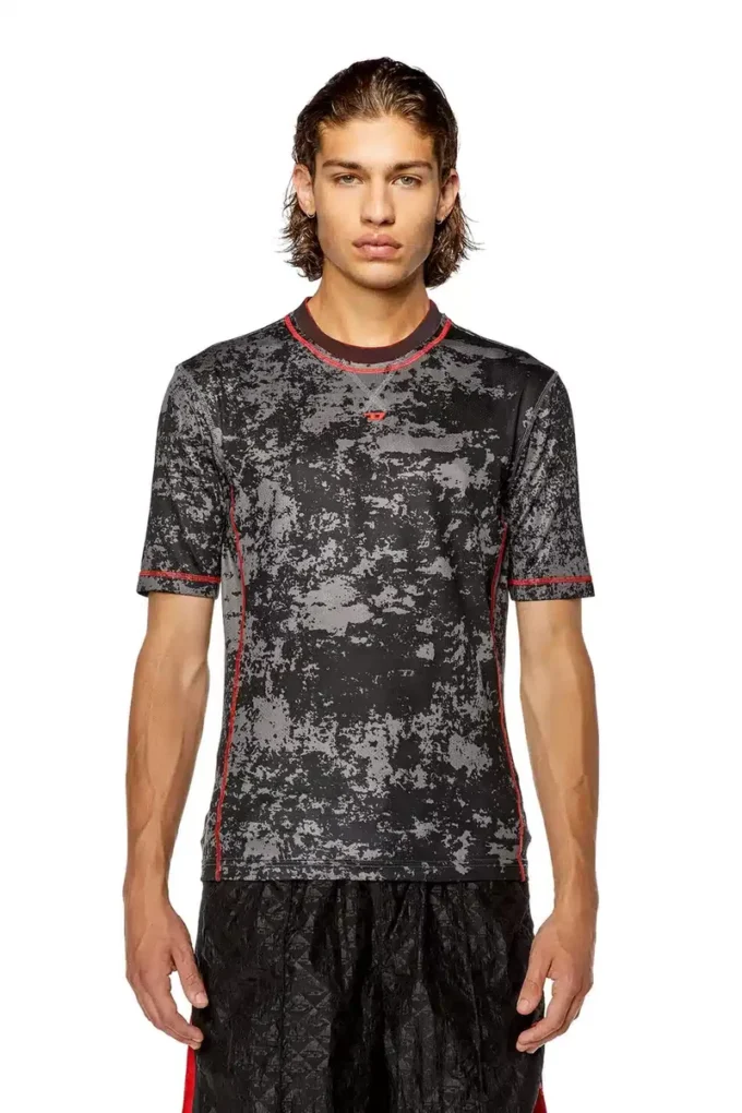 amtee-gael-wt28 Camo-jacquard T-shirt with cloudy print