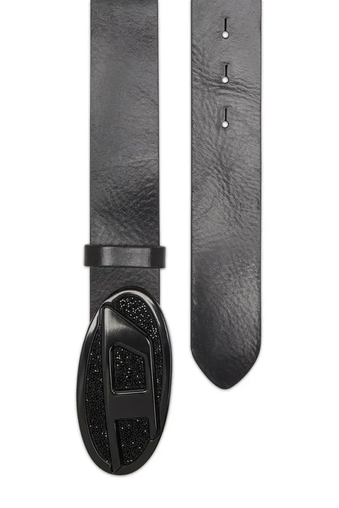 b-1dr 2.0 full rocks 4cm leather belt with rhinestone Oval D buckle
