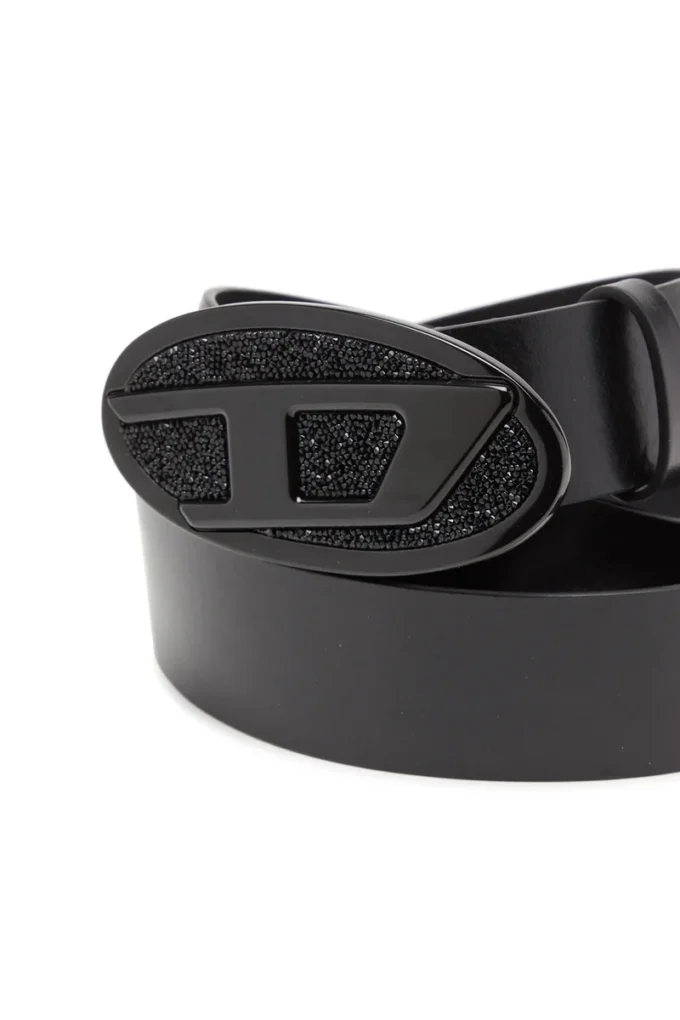 b-1dr 2.0 full rocks 4cm leather belt with rhinestone Oval D buckle
