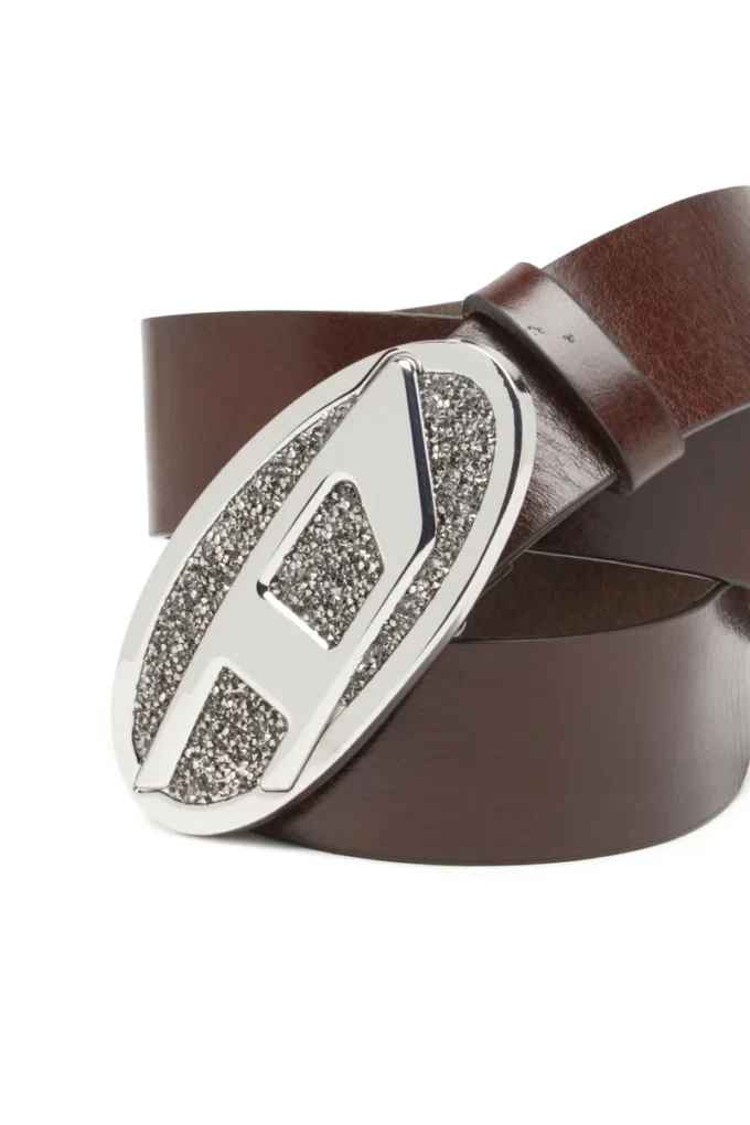 b-1dr 2.0 full rocks 4cm leather belt with rhinestone Oval D buckle
