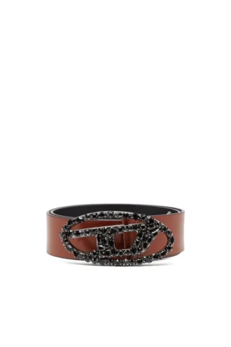 b-1dr w-crown 4 cm pull-up leather belt with jewel buckle