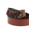 b-1dr w-crown 4 cm pull-up leather belt with jewel buckle