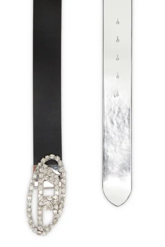 b-1dr w rev 4cm Reversible leather belt with crystal buckle