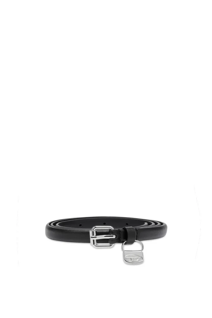 b-charm hip 1.4cm slim leather belt with 1DR bag charm
