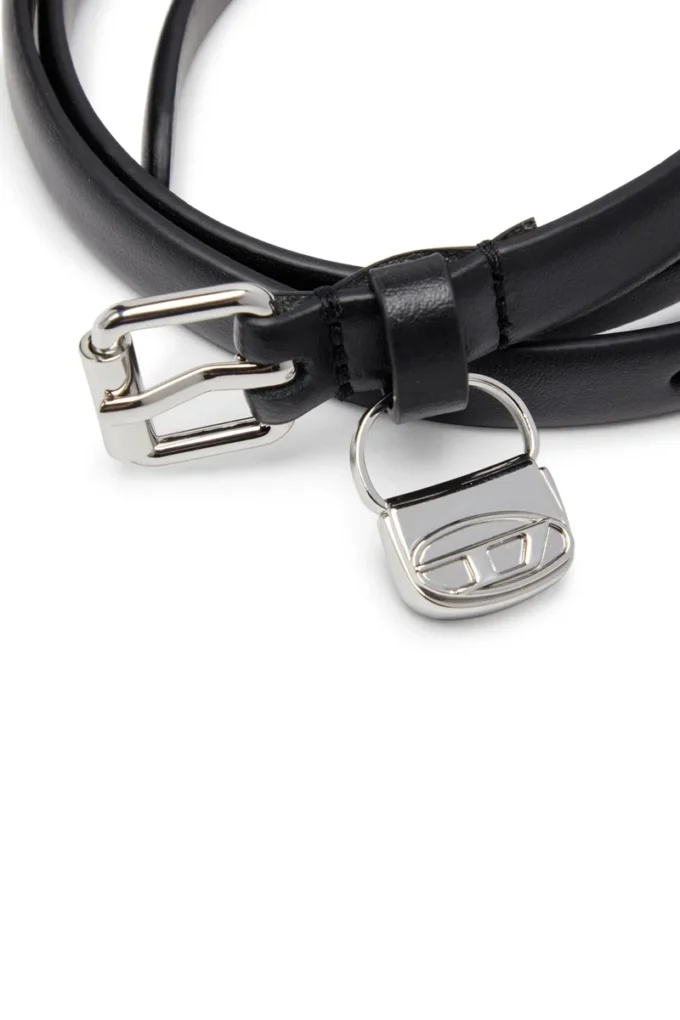 b-charm hip 1.4cm slim leather belt with 1DR bag charm