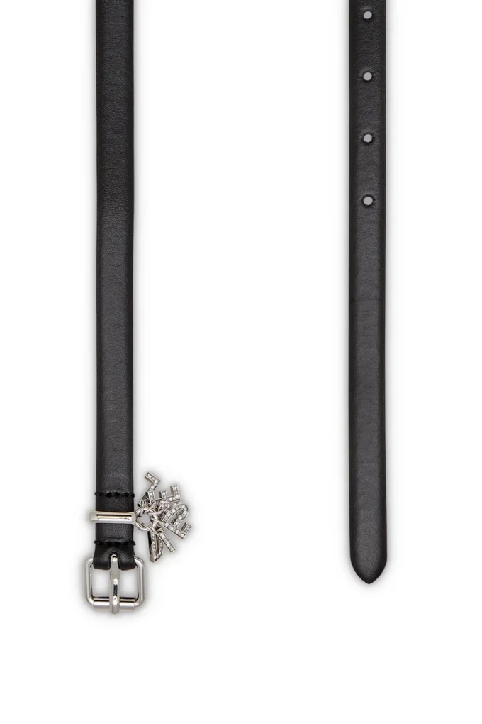 b-charm-loop 1.4cm nappa leather belt with logo charms