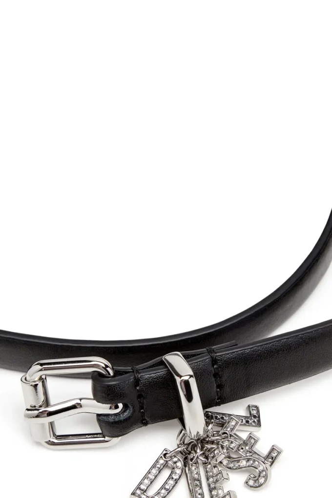 b-charm-loop 1.4cm nappa leather belt with logo charms