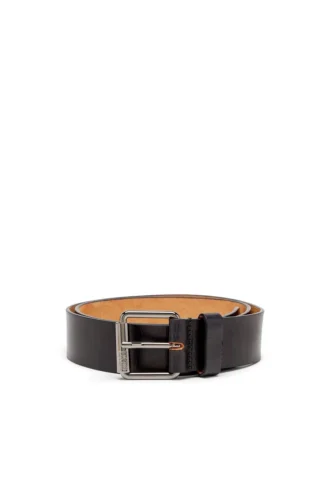 b-flag 4cm Leather belt with fifth pocket logo flag