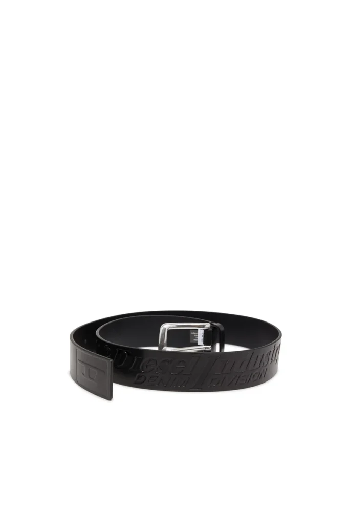 b-flag-d embossed 4 cm leather belt with engraved logo