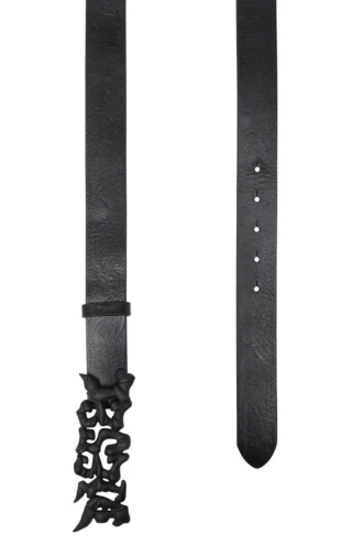 b-graffiti 3.5cm pull-up leather belt with graffiti buckle