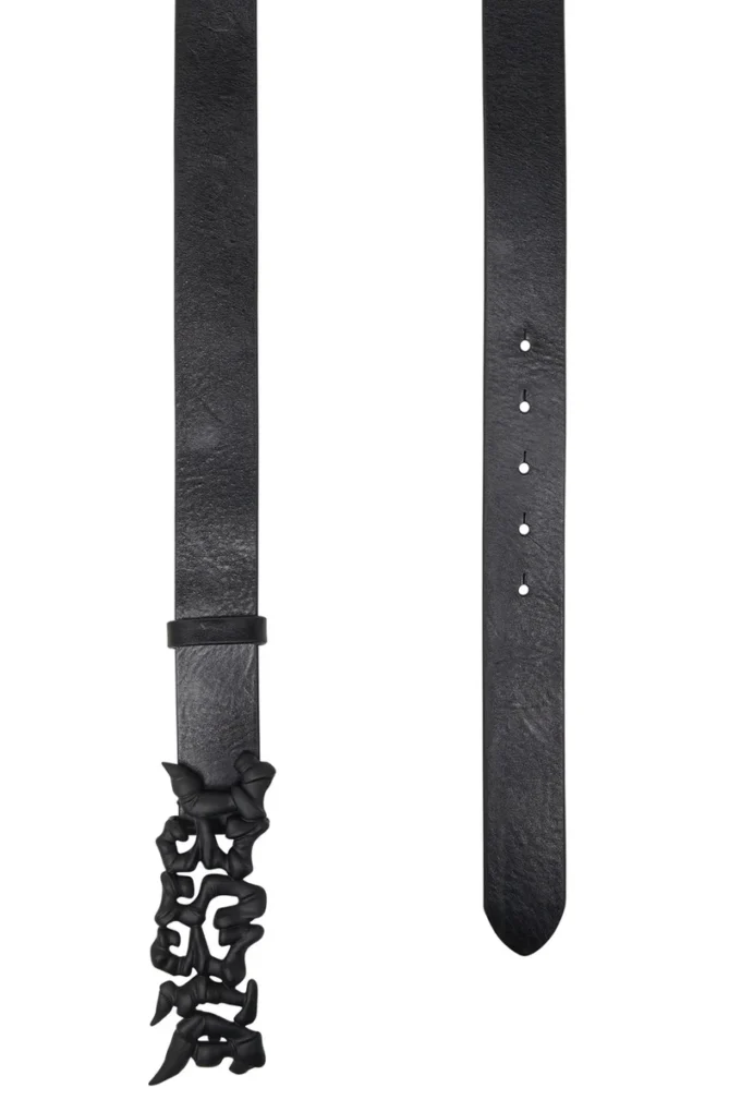 b-graffiti 3.5cm pull-up leather belt with graffiti buckle