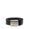 b-metal biscotto Leather belt 4 cm with logo plaque