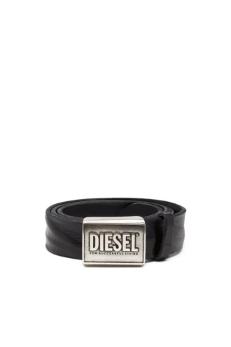 b-metal biscotto Leather belt 4 cm with logo plaque