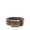 b-metal biscotto Leather belt 4 cm with logo plaque