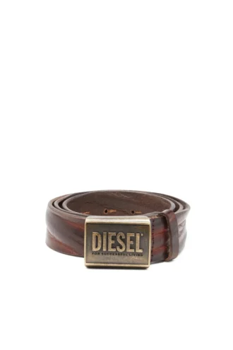 b-metal biscotto Leather belt 4 cm with logo plaque