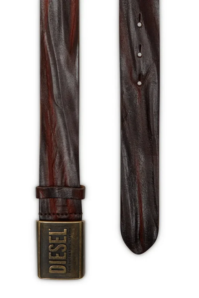 b-metal biscotto Leather belt 4 cm with logo plaque