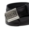 b-metal biscotto Leather belt 4 cm with logo plaque