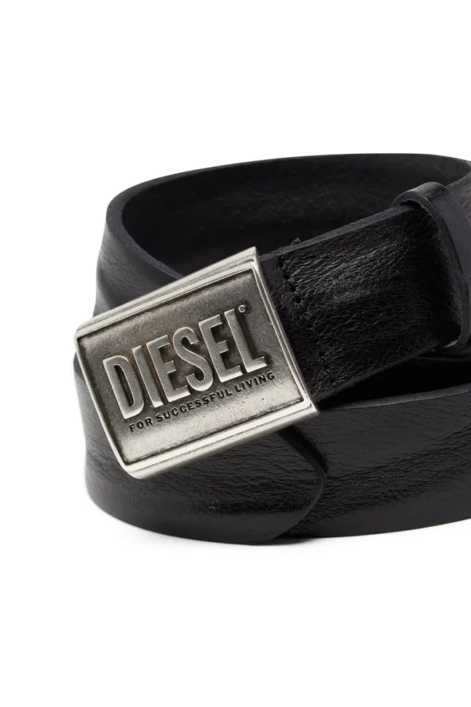 b-metal biscotto Leather belt 4 cm with logo plaque