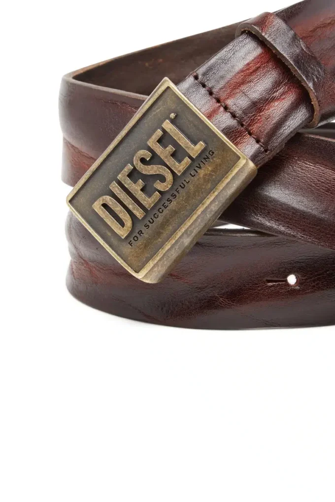 b-metal biscotto Leather belt 4 cm with logo plaque