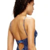bridget-dnm Denim-effect mesh bodysuit