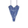 bridget-dnm Denim-effect mesh bodysuit