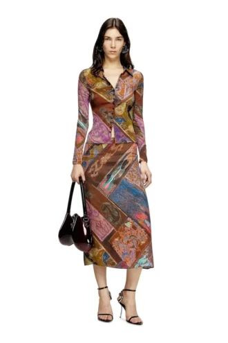 c-amelia Stretch-viscose shirt with Heraldic print