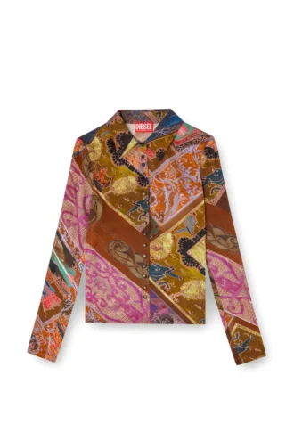 c-amelia Stretch-viscose shirt with Heraldic print