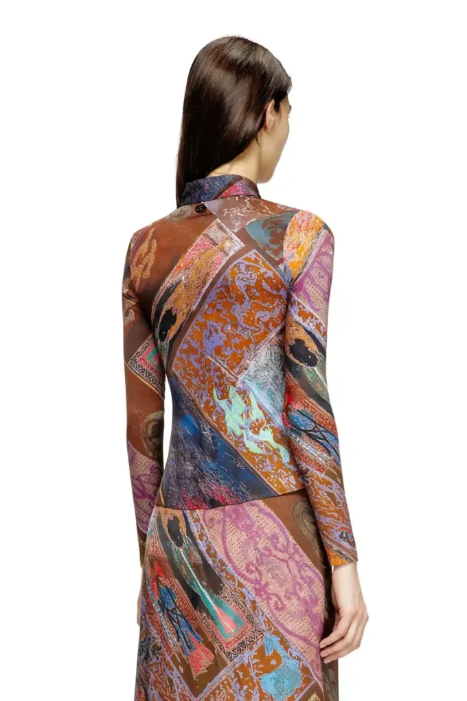 c-amelia Stretch-viscose shirt with Heraldic print