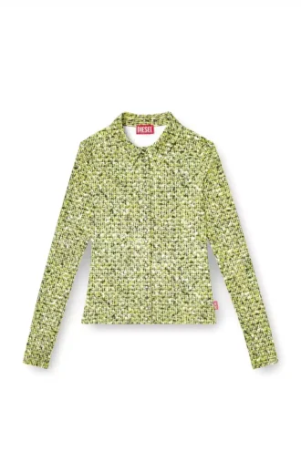 c-elaz-bc Stretch fabric shirt with bouclé print