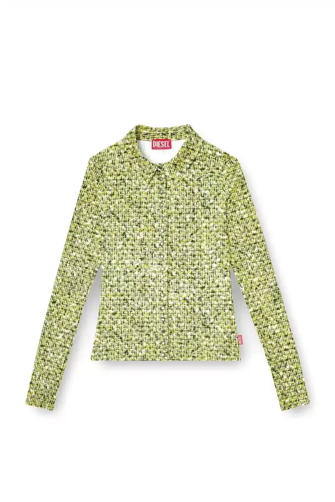 c-elaz-bc Stretch fabric shirt with bouclé print