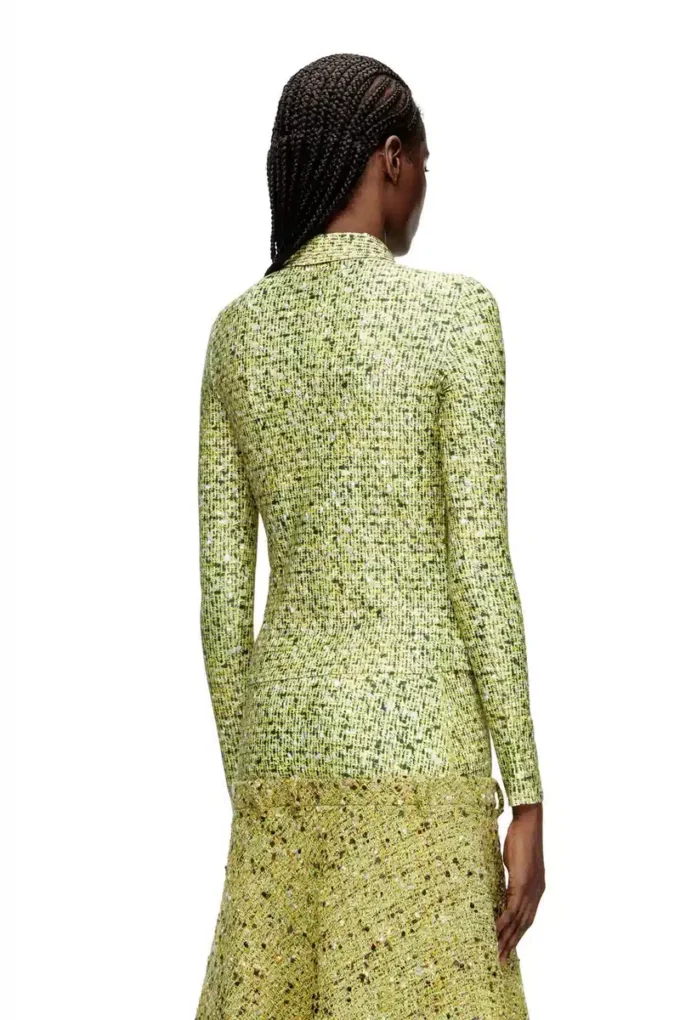 c-elaz-bc Stretch fabric shirt with bouclé print