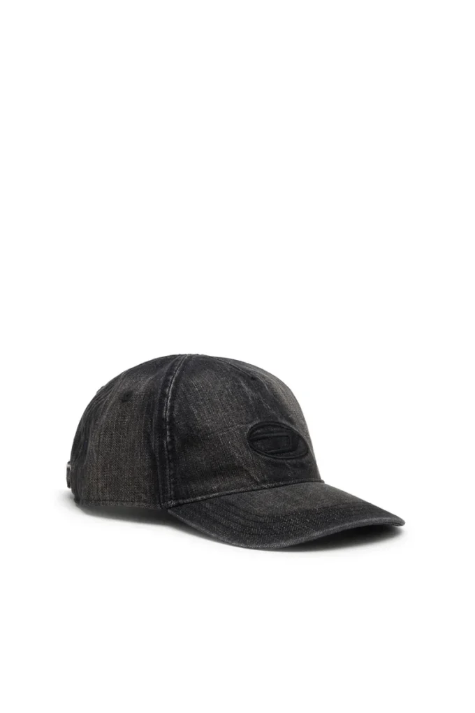 c-enic Denim cap with frayed details and embroidered logo
