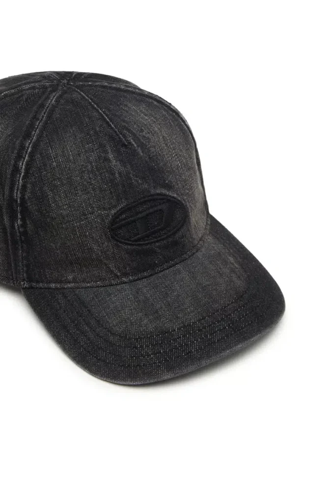 c-enic Denim cap with frayed details and embroidered logo