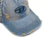 c-enic Denim cap with frayed details and embroidered logo
