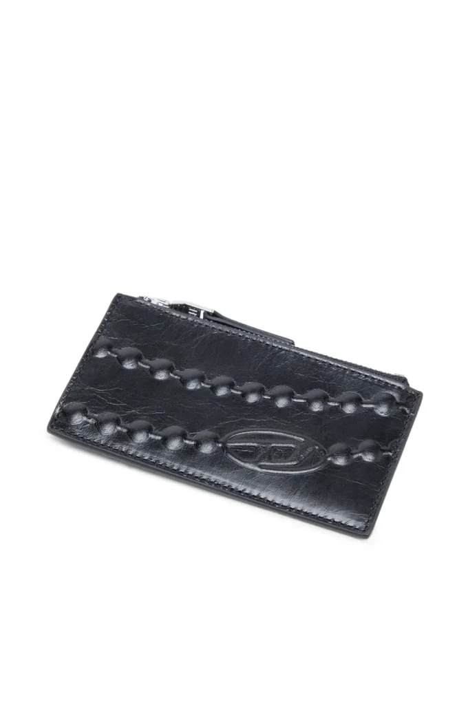 card holder iii Leather card holder with embossed chain motif