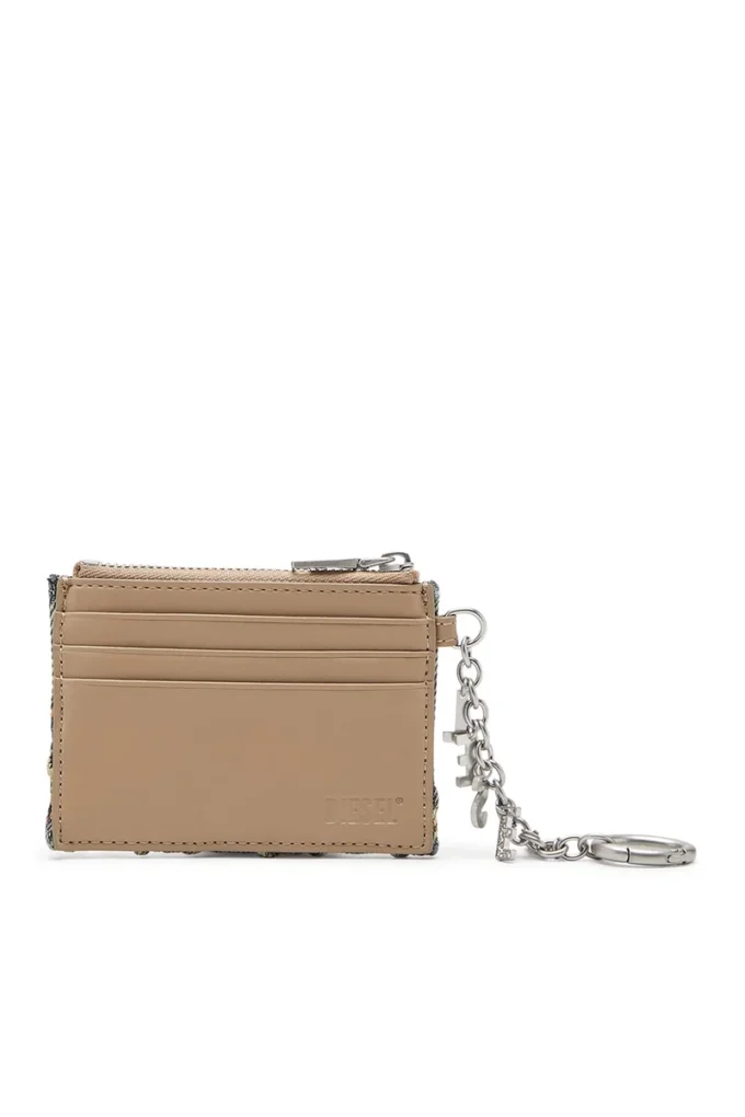 card holder with chain Card holder in argyle quilted denim
