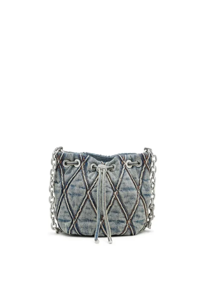 charm-d bucket s Charm-D S-Mini bucket bag in argyle quilted denim