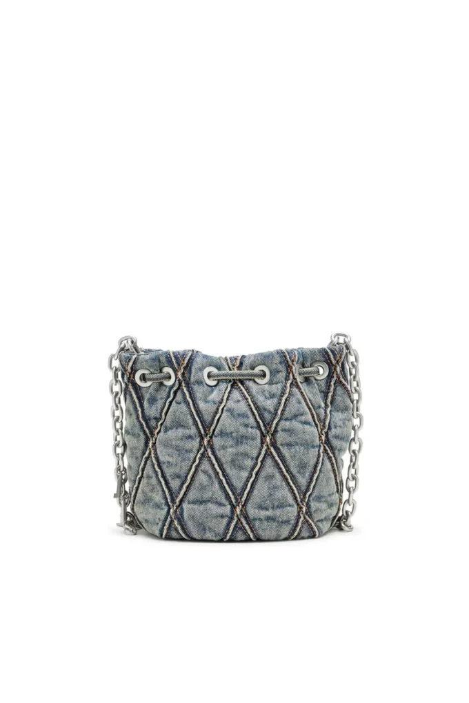 charm-d bucket s Charm-D S-Mini bucket bag in argyle quilted denim