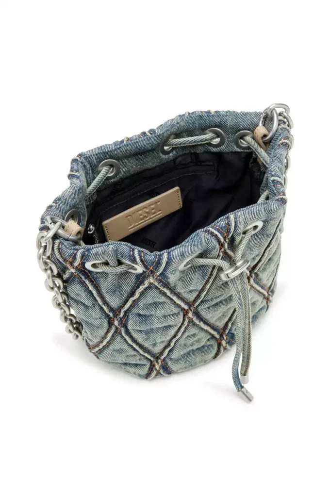 charm-d bucket s Charm-D S-Mini bucket bag in argyle quilted denim