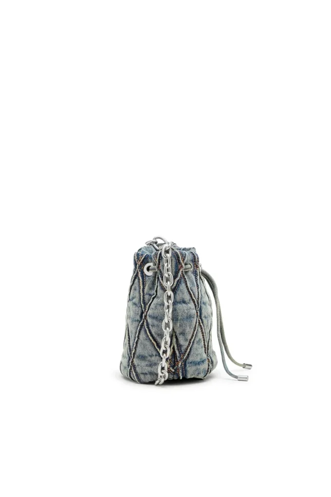 charm-d bucket s Charm-D S-Mini bucket bag in argyle quilted denim