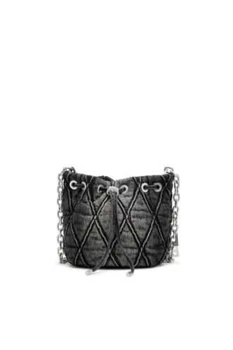 charm-d bucket s Charm-D S-Mini bucket bag in treated quilted denim