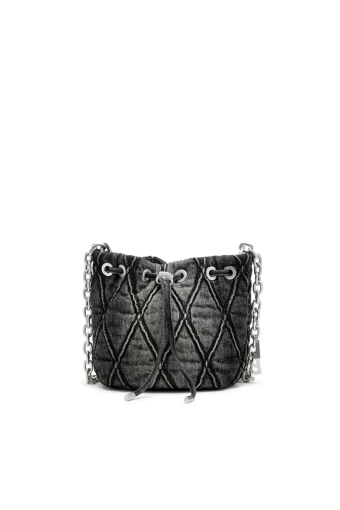charm-d bucket s Charm-D S-Mini bucket bag in treated quilted denim