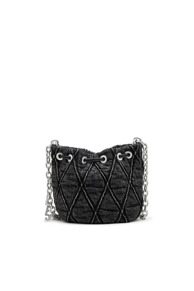 charm-d bucket s Charm-D S-Mini bucket bag in treated quilted denim
