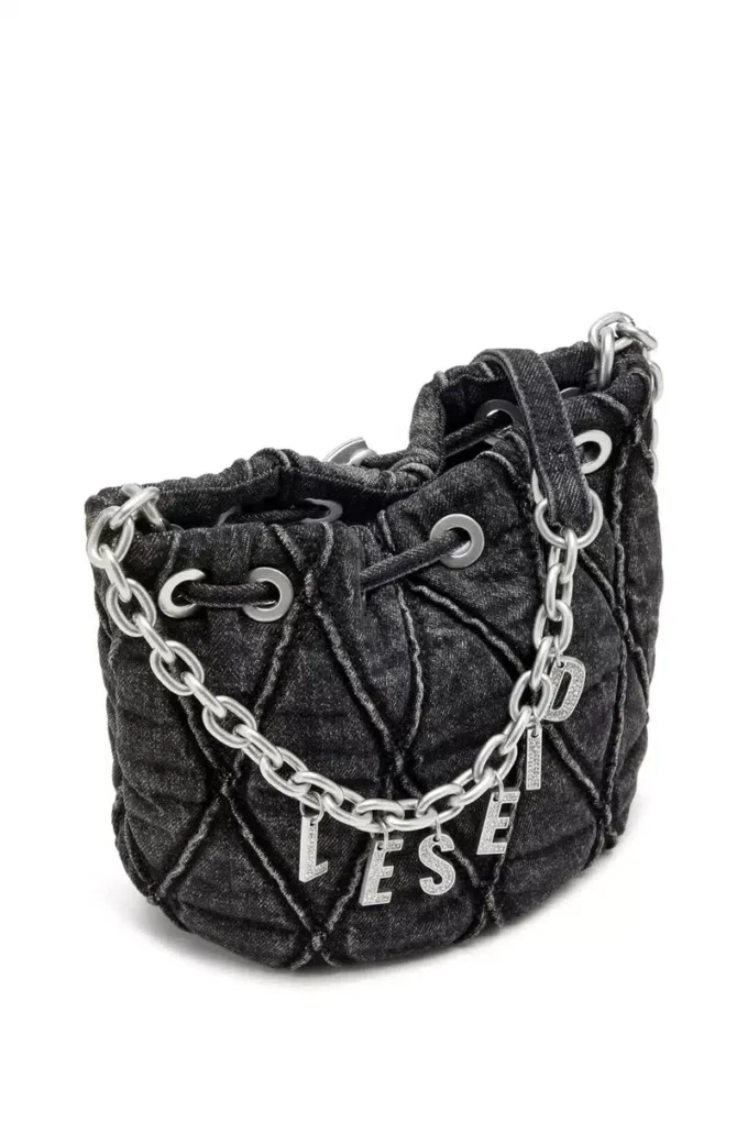 charm-d bucket s Charm-D S-Mini bucket bag in treated quilted denim
