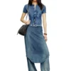 charm-d bucket s Charm-D S-Mini bucket bag in treated quilted denim