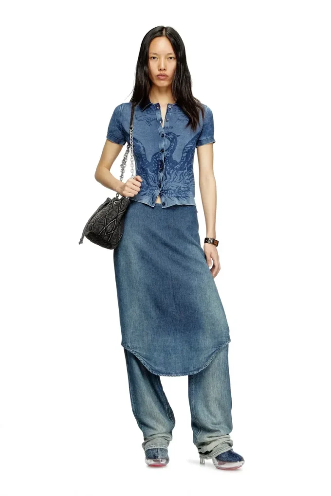 charm-d bucket s Charm-D S-Mini bucket bag in treated quilted denim